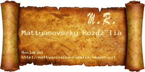Mattyasovszky Rozália névjegykártya
