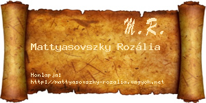 Mattyasovszky Rozália névjegykártya